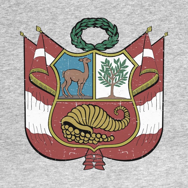 Escudo del Perú - Peru coat of arms - vintage design by verde